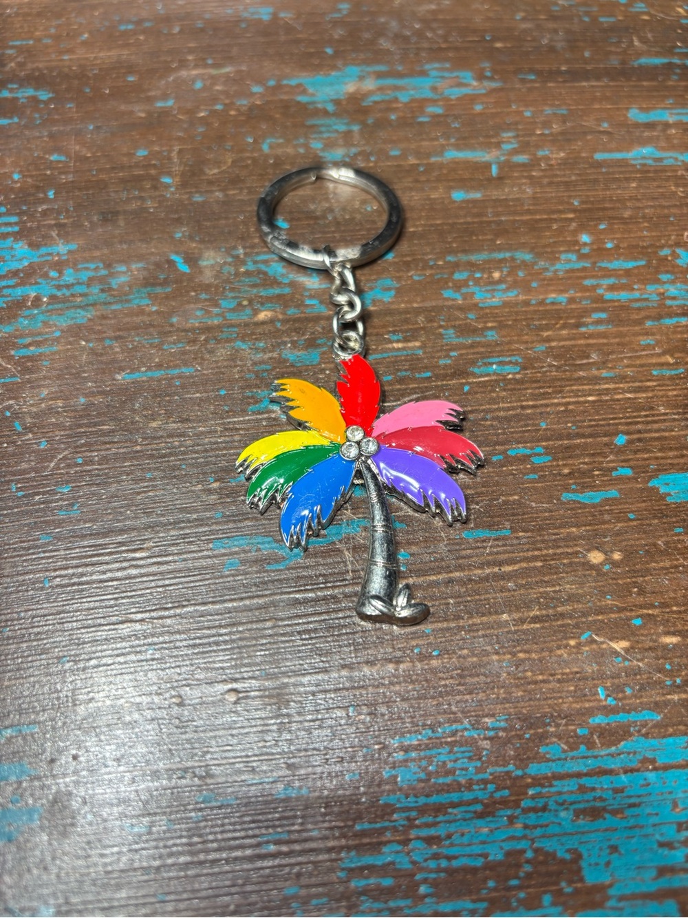 New Colorful Rainbow Palm Tree Keychain for Kids Bag Charm